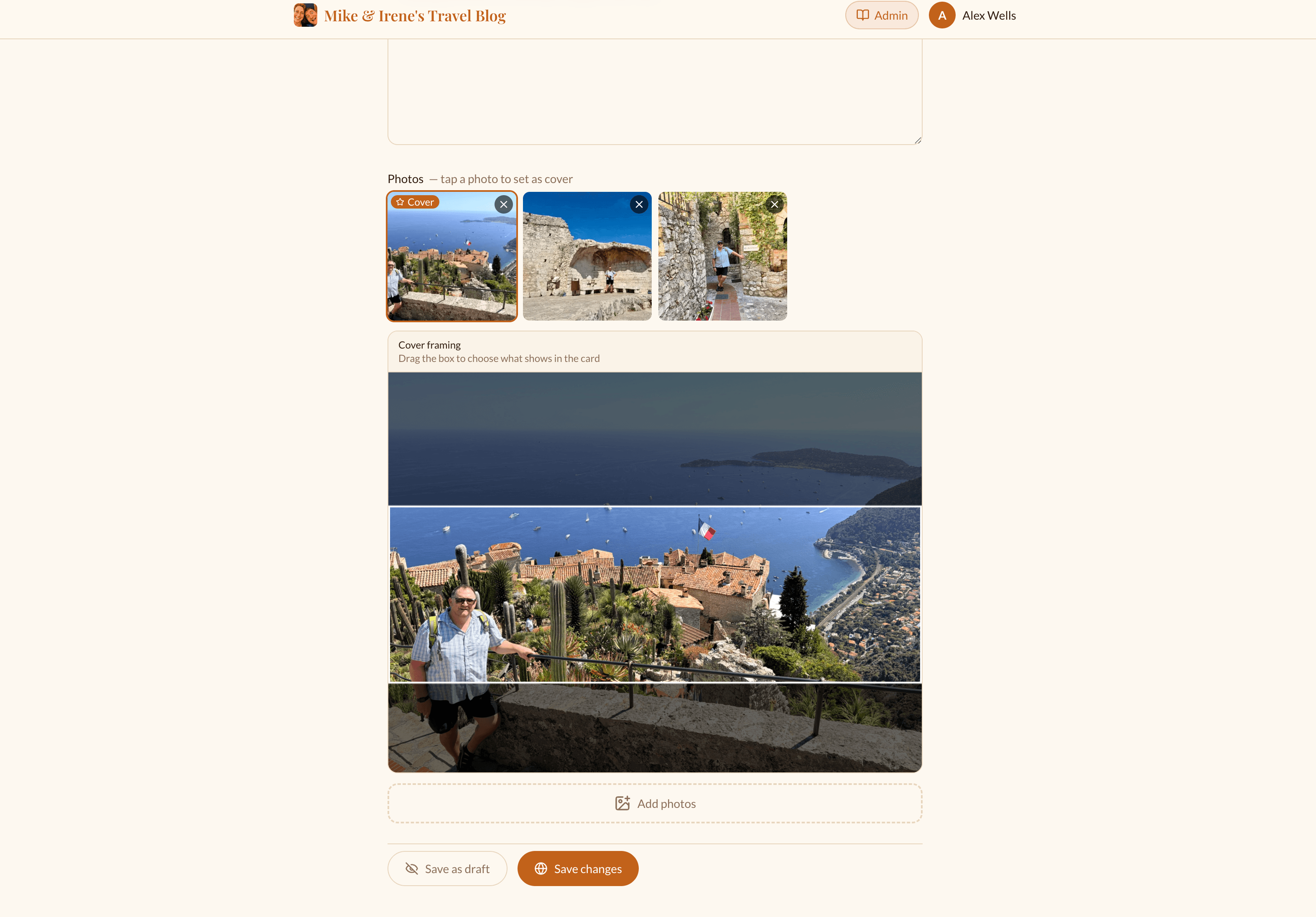 Cover photo framing tool